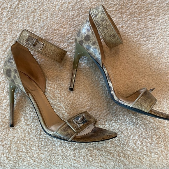 Givenchy Animal Print Silver Claw Sandal Ankle Strap Heel - Picture 4 of 11